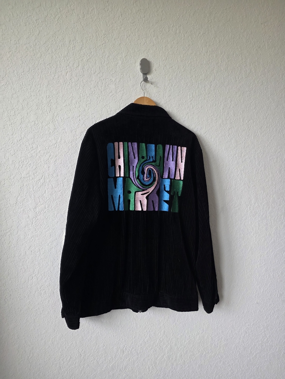 Chinatown Market Black Cotton Corduroy Lined Collared Zip Jacket - SZ  XL